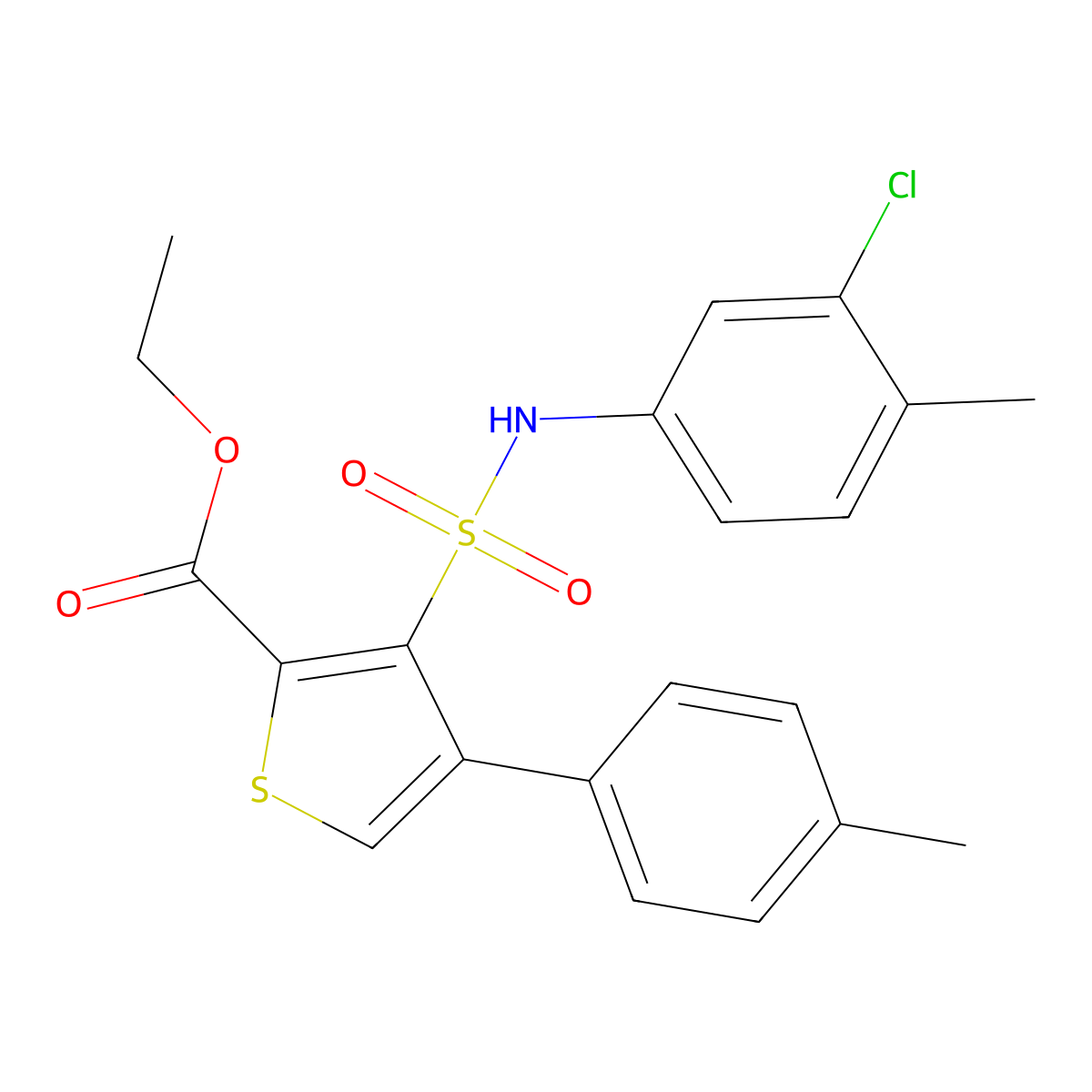 Ethyl 3-[(3-chloro-4-methylphenyl)sulfamoyl]-4-(4-methylphenyl)thiophene-2-carboxylate molecular structure, CAS 1223839-40-4