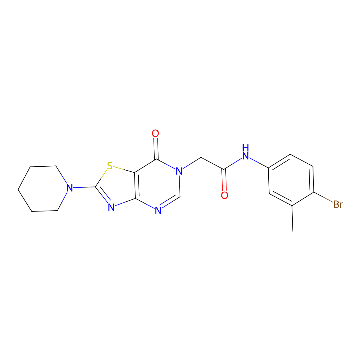 N-(4-bromo-3-methylphenyl)-2-[7-oxo-2-(piperidin-1-yl)[1,3]thiazolo[4,5-d]pyrimidin-6(7H)-yl]acetamide molecular structure, CAS 1223840-44-5