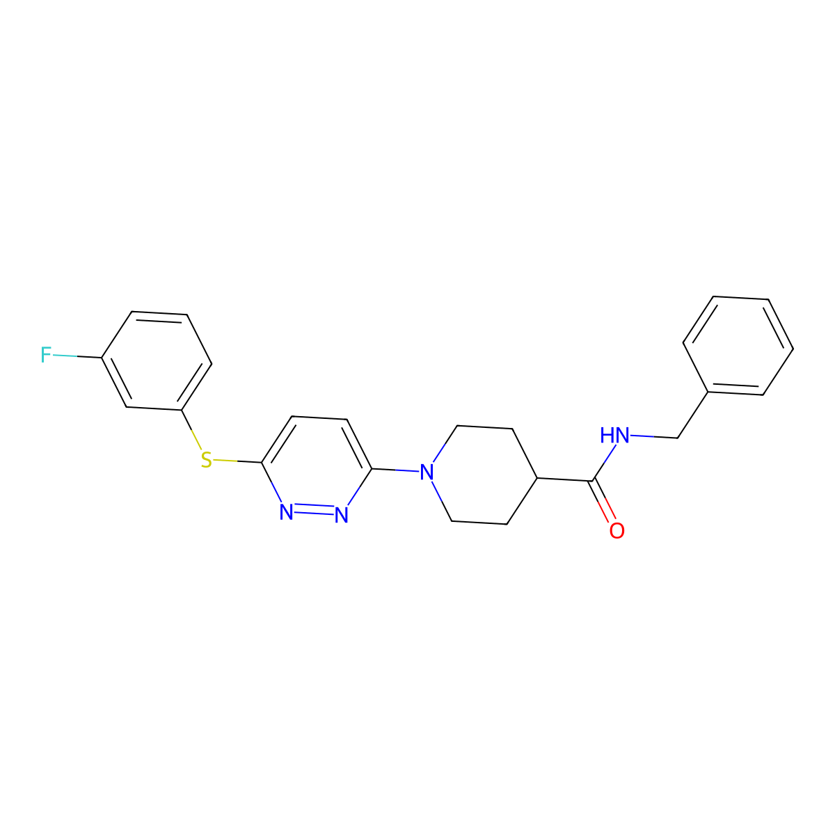 N-benzyl-1-{6-[(3-fluorophenyl)sulfanyl]pyridazin-3-yl}piperidine-4-carboxamide molecular structure, CAS 1223841-01-7