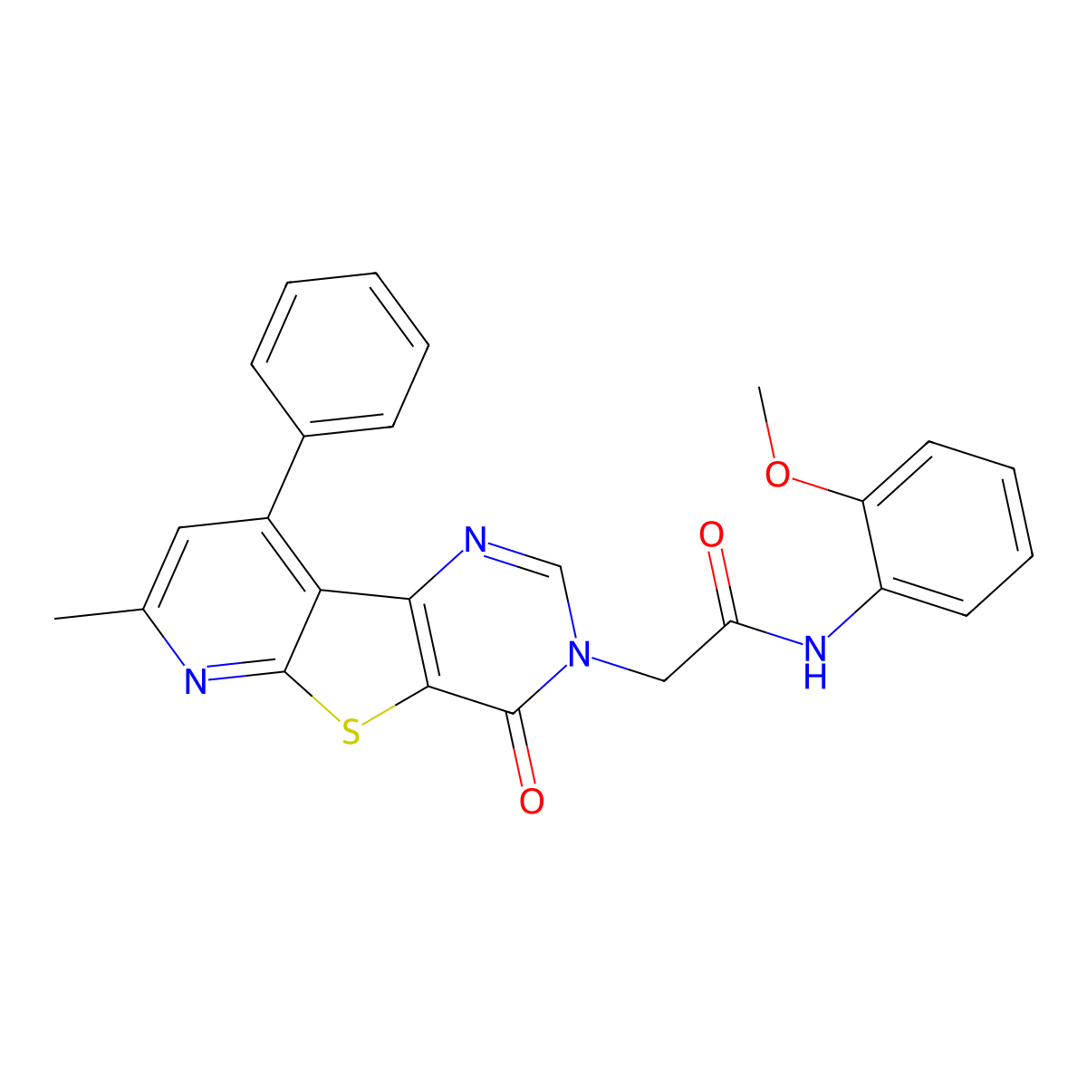 N-(2-methoxyphenyl)-2-(7-methyl-4-oxo-9-phenylpyrido[3',2':4,5]thieno[3,2-d]pyrimidin-3(4H)-yl)acetamide molecular structure, CAS 1223842-04-3