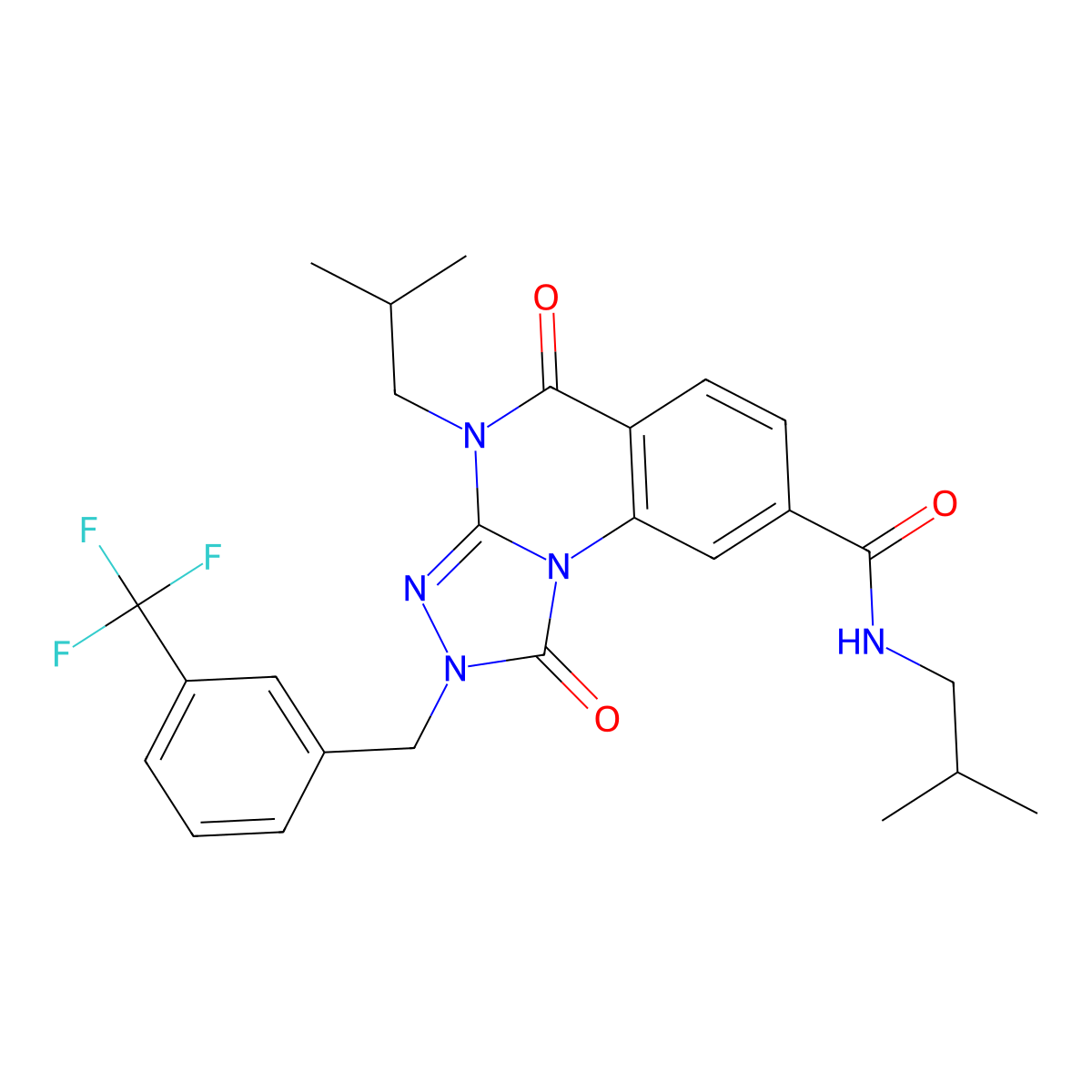 N,4-diisobutyl-1,5-dioxo-2-(3-(trifluoromethyl)benzyl)-1,2,4,5-tetrahydro-[1,2,4]triazolo[4,3-a]quinazoline-8-carboxamide molecular structure, CAS 1223843-20-6