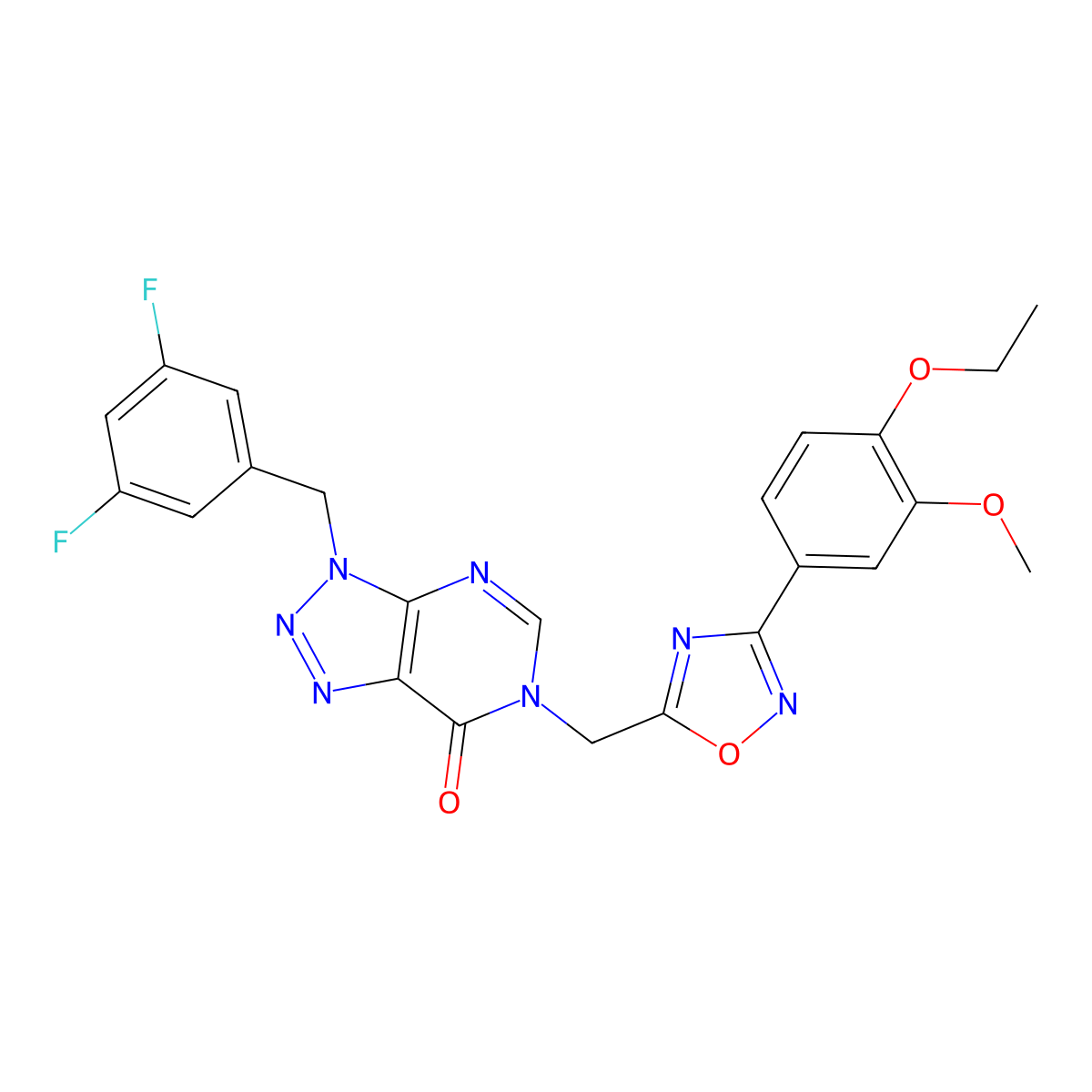 3-(3,5-difluorobenzyl)-6-((3-(4-ethoxy-3-methoxyphenyl)-1,2,4-oxadiazol-5-yl)methyl)-3H-[1,2,3]triazolo[4,5-d]pyrimidin-7(6H)-one molecular structure, CAS 1223844-89-0