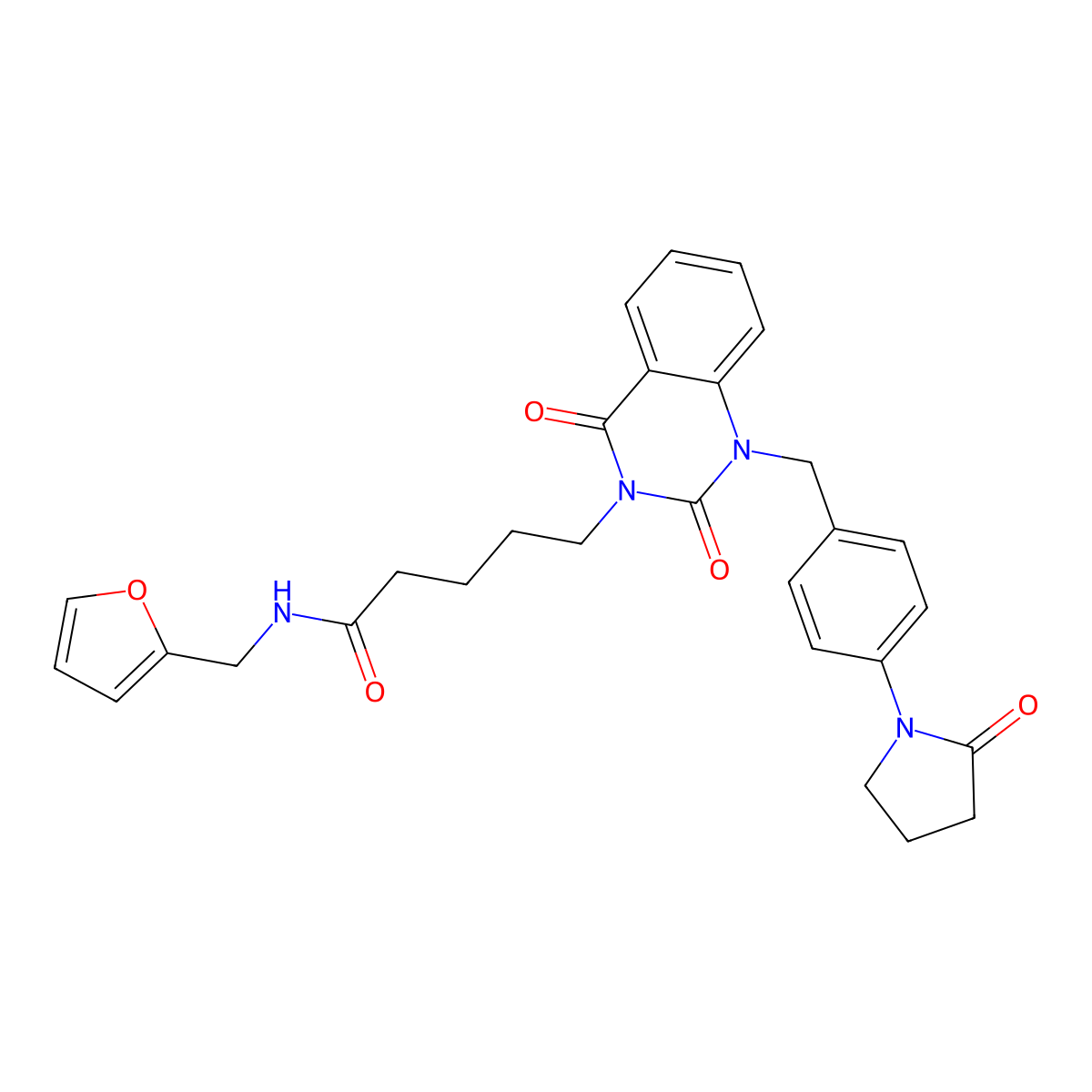 5-(2,4-dioxo-1-{[4-(2-oxopyrrolidin-1-yl)phenyl]methyl}-1,2,3,4-tetrahydroquinazolin-3-yl)-N-[(furan-2-yl)methyl]pentanamide molecular structure, CAS 1223844-91-4