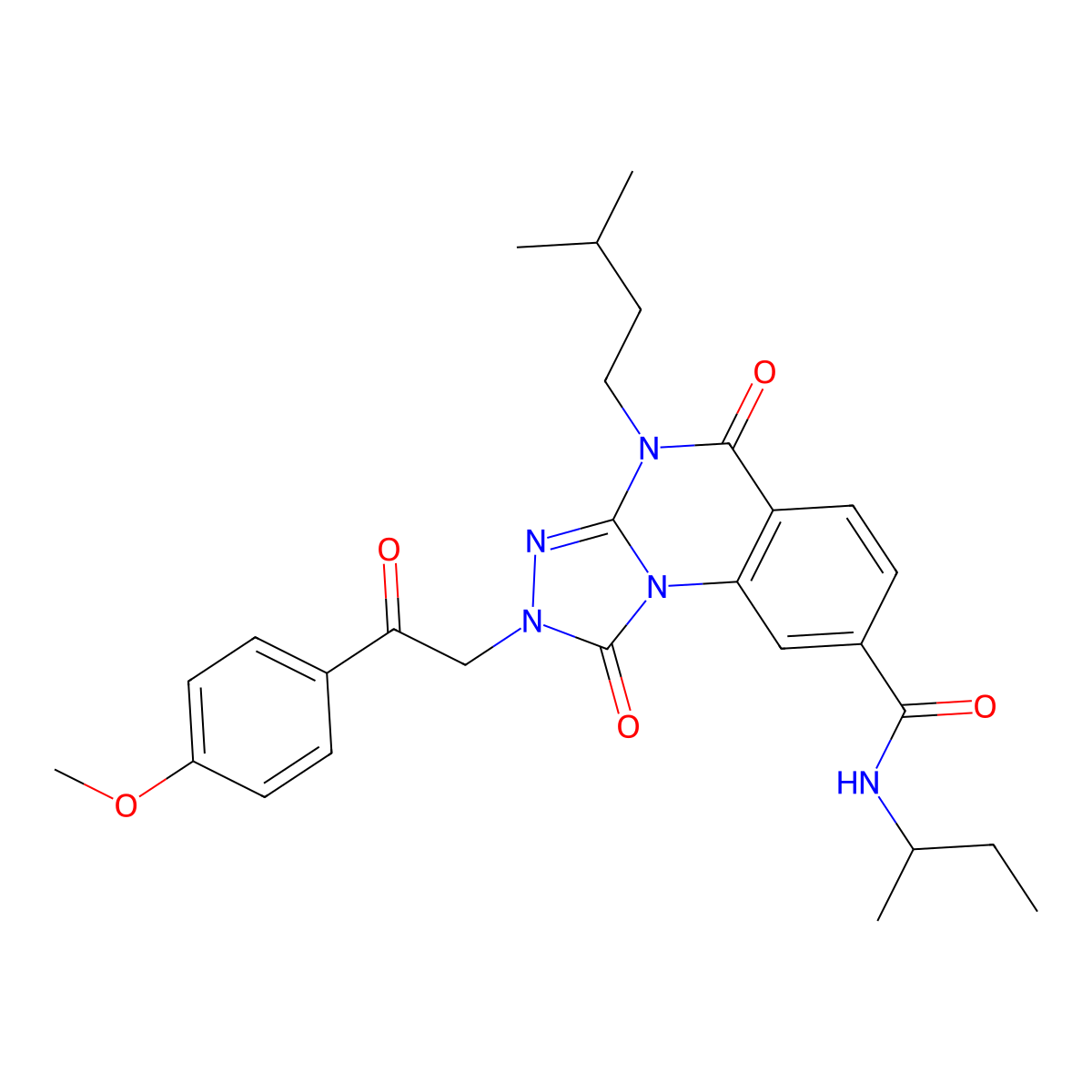 N-(butan-2-yl)-2-[2-(4-methoxyphenyl)-2-oxoethyl]-4-(3-methylbutyl)-1,5-dioxo-1H,2H,4H,5H-[1,2,4]triazolo[4,3-a]quinazoline-8-carboxamide molecular structure, CAS 1223846-13-6