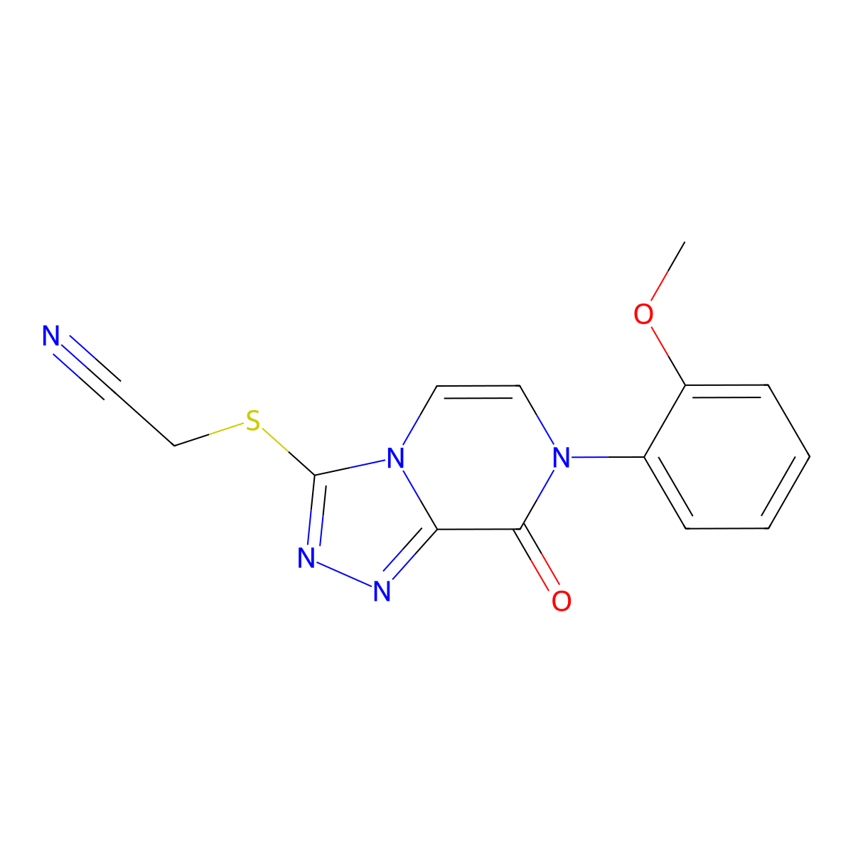 {[7-(2-Methoxyphenyl)-8-oxo-7,8-dihydro[1,2,4]triazolo[4,3-a]pyrazin-3-yl]thio}acetonitrile molecular structure, CAS 1223846-65-8