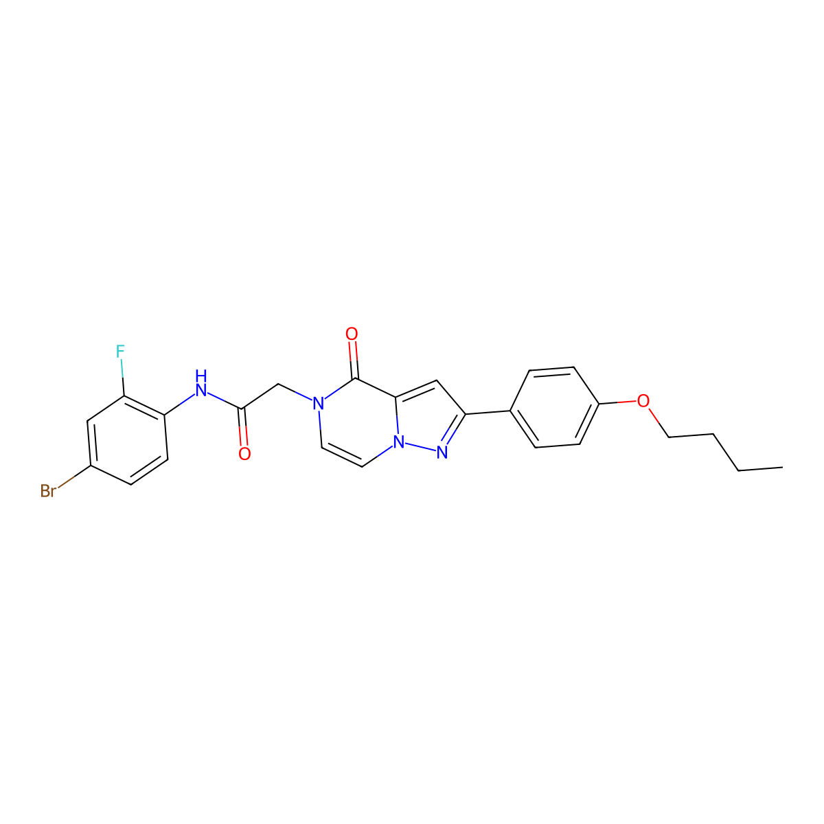 N-(4-bromo-2-fluorophenyl)-2-(2-(4-butoxyphenyl)-4-oxopyrazolo[1,5-a]pyrazin-5(4H)-yl)acetamide molecular structure, CAS 1223847-42-4