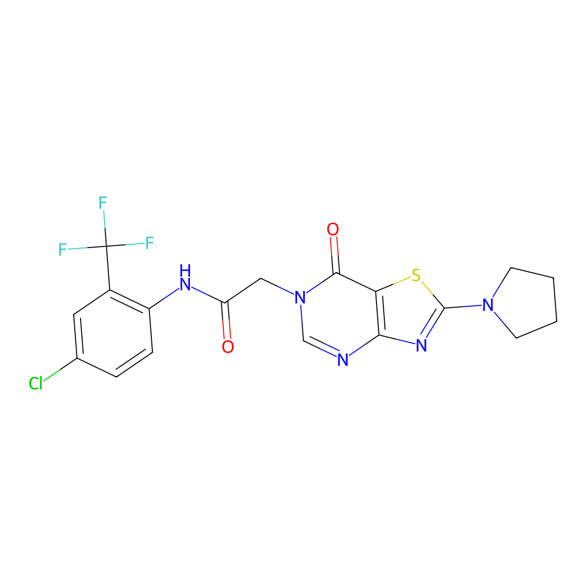 N-(4-chloro-2-(trifluoromethyl)phenyl)-2-(7-oxo-2-(pyrrolidin-1-yl)thiazolo[4,5-d]pyrimidin-6(7H)-yl)acetamide molecular structure, CAS 1223847-48-0