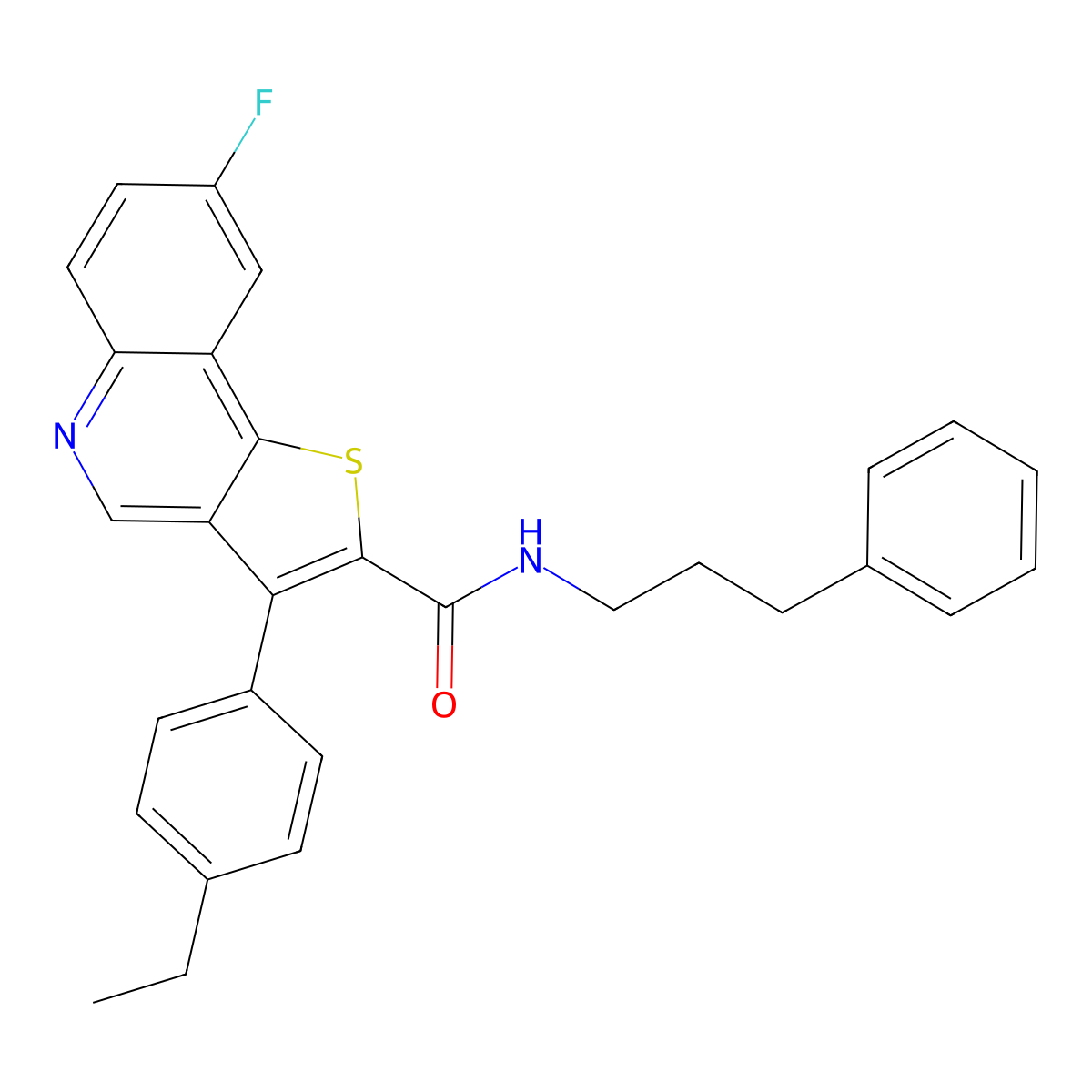 3-(4-ethylphenyl)-8-fluoro-N-(3-phenylpropyl)thieno[3,2-c]quinoline-2-carboxamide molecular structure, CAS 1223848-28-9