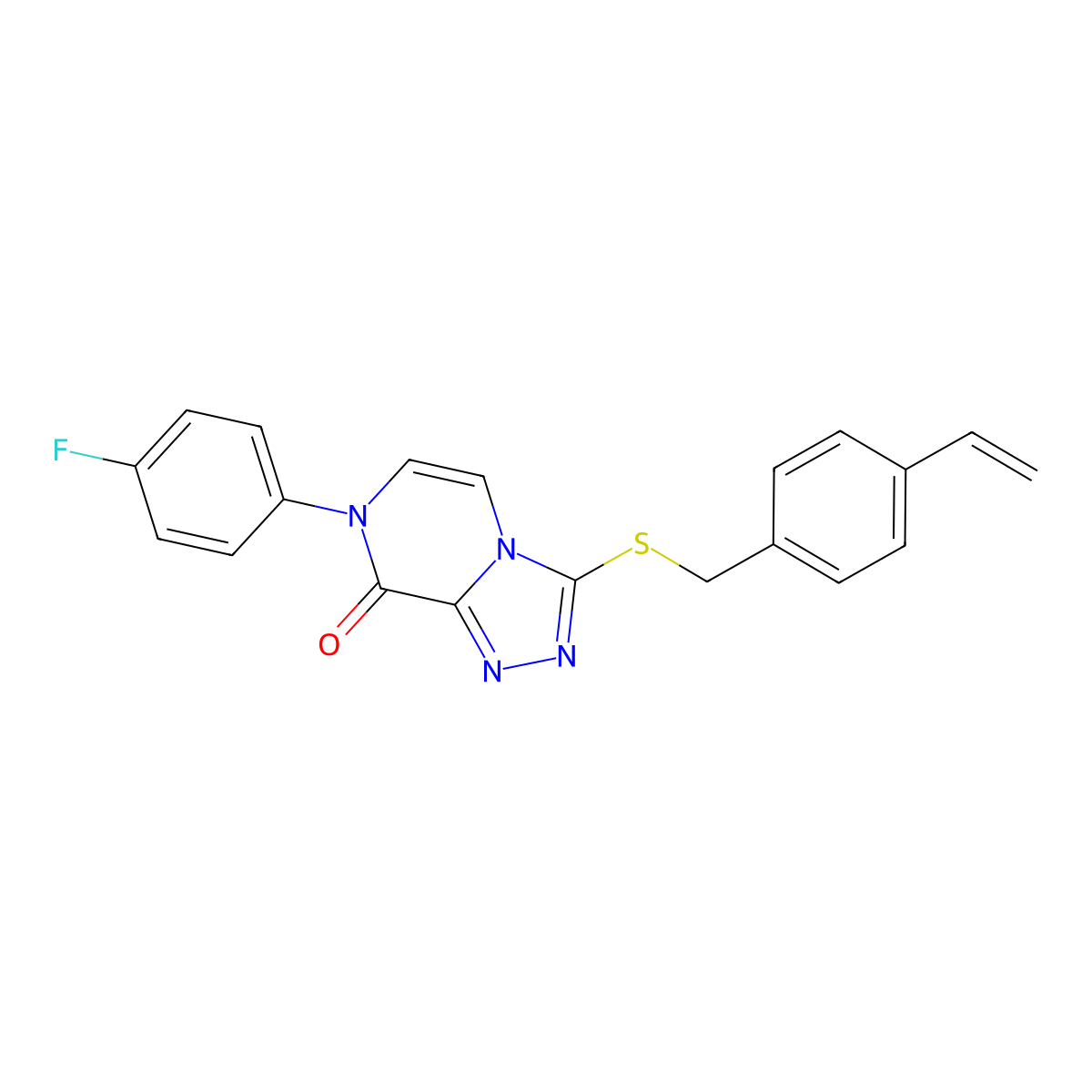 7-(4-fluorophenyl)-3-((4-vinylbenzyl)thio)-[1,2,4]triazolo[4,3-a]pyrazin-8(7H)-one molecular structure, CAS 1223848-53-0