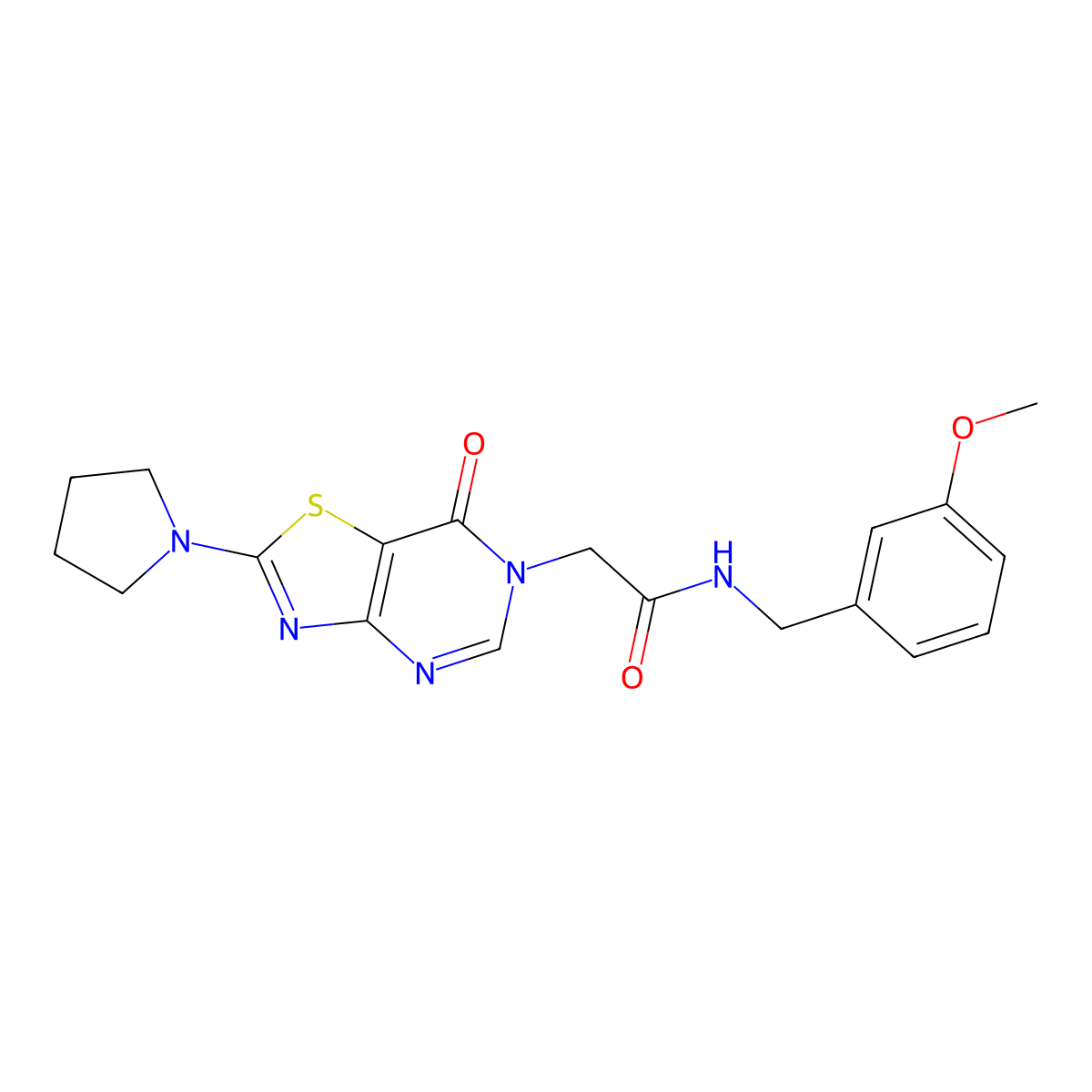 N-(3-methoxybenzyl)-2-(7-oxo-2-(pyrrolidin-1-yl)thiazolo[4,5-d]pyrimidin-6(7H)-yl)acetamide molecular structure, CAS 1223849-04-4