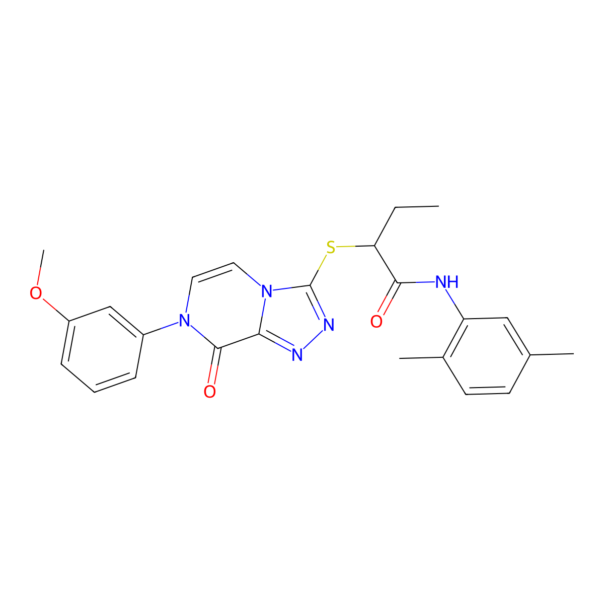 N-(2,5-dimethylphenyl)-2-((7-(3-methoxyphenyl)-8-oxo-7,8-dihydro-[1,2,4]triazolo[4,3-a]pyrazin-3-yl)thio)butanamide molecular structure, CAS 1223849-49-7