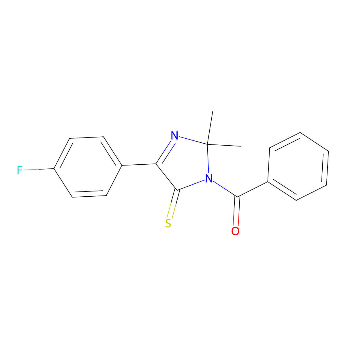 1-benzoyl-4-(4-fluorophenyl)-2,2-dimethyl-2,5-dihydro-1H-imidazole-5-thione molecular structure, CAS 1223850-49-4