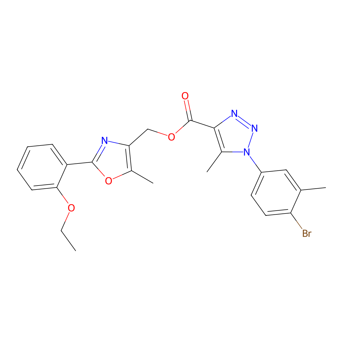 [2-(2-ethoxyphenyl)-5-methyl-1,3-oxazol-4-yl]methyl 1-(4-bromo-3-methylphenyl)-5-methyl-1H-1,2,3-triazole-4-carboxylate molecular structure, CAS 1223850-68-7