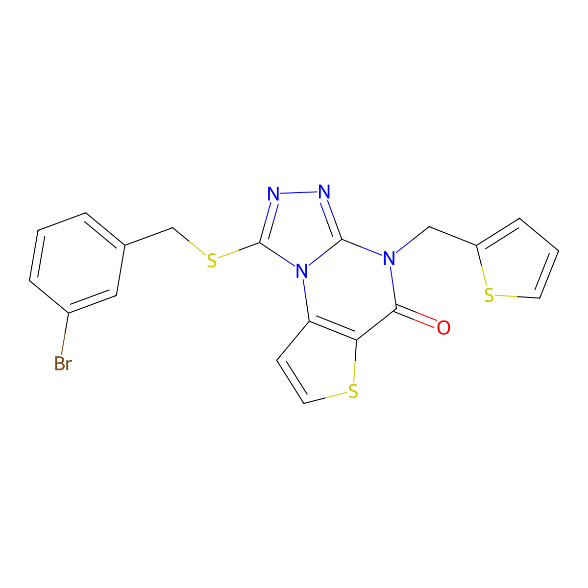 1-((3-bromobenzyl)thio)-4-(thiophen-2-ylmethyl)thieno[2,3-e][1,2,4]triazolo[4,3-a]pyrimidin-5(4H)-one molecular structure, CAS 1223851-46-4