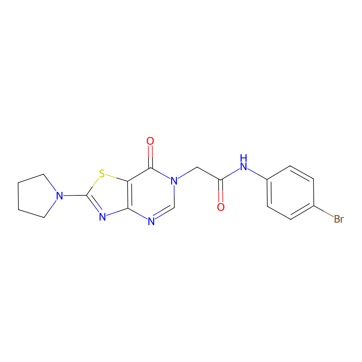 N-(4-bromophenyl)-2-(7-oxo-2-(pyrrolidin-1-yl)thiazolo[4,5-d]pyrimidin-6(7H)-yl)acetamide molecular structure, CAS 1223851-50-0