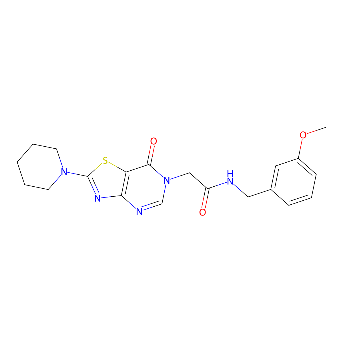 N-(3-methoxybenzyl)-2-[7-oxo-2-(piperidin-1-yl)[1,3]thiazolo[4,5-d]pyrimidin-6(7H)-yl]acetamide molecular structure, CAS 1223852-05-8