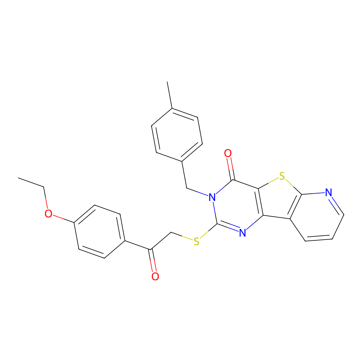 4-{[2-(4-Ethoxyphenyl)-2-oxoethyl]sulfanyl}-5-[(4-methylphenyl)methyl]-8-thia-3,5,10-triazatricyclo[7.4.0.0^{2,7}]trideca-1(9),2(7),3,10,12-pentaen-6-one molecular structure, CAS 1223853-00-6