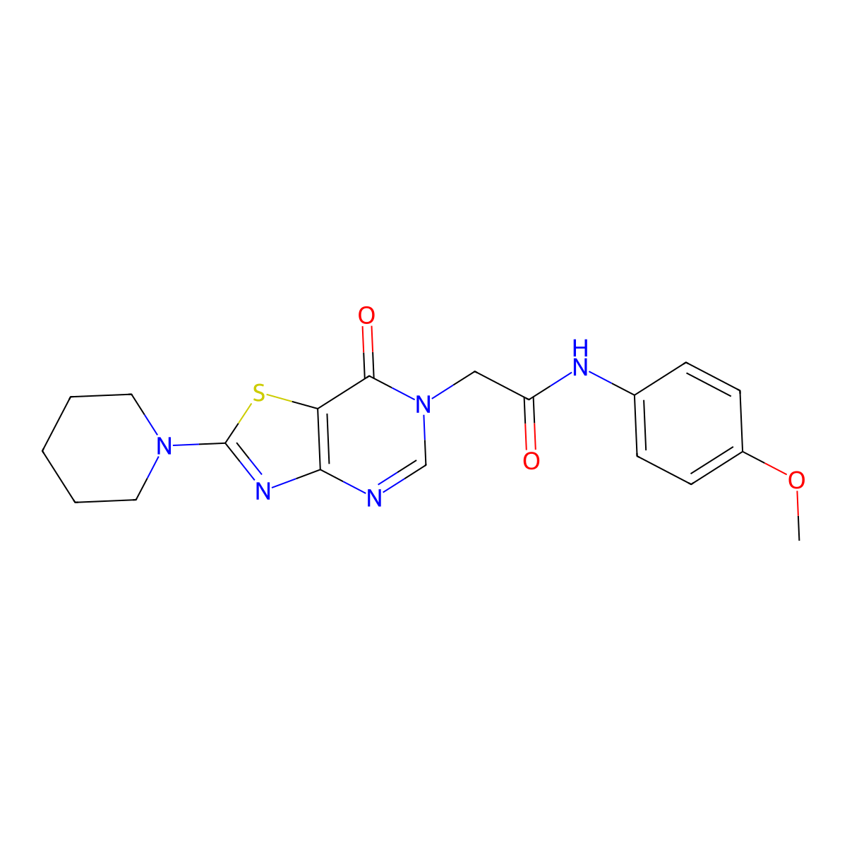 N-(4-methoxyphenyl)-2-[7-oxo-2-(piperidin-1-yl)[1,3]thiazolo[4,5-d]pyrimidin-6(7H)-yl]acetamide molecular structure, CAS 1223853-30-2