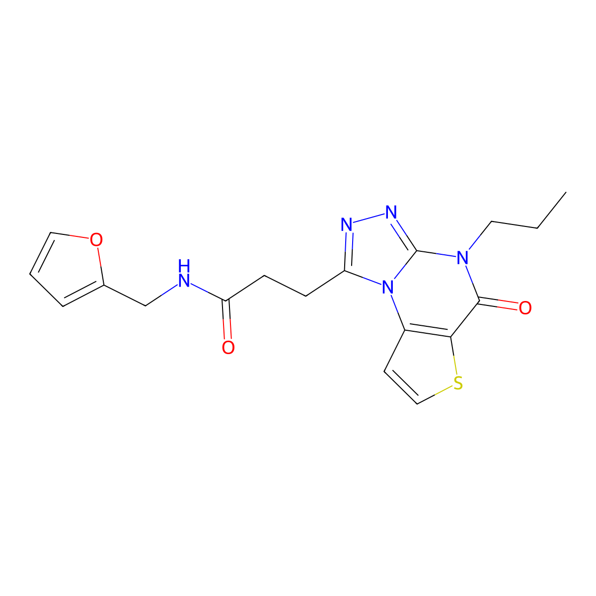 N-[(furan-2-yl)methyl]-3-{7-oxo-8-propyl-5-thia-1,8,10,11-tetraazatricyclo[7.3.0.0^{2,6}]dodeca-2(6),3,9,11-tetraen-12-yl}propanamide molecular structure, CAS 1223853-56-2