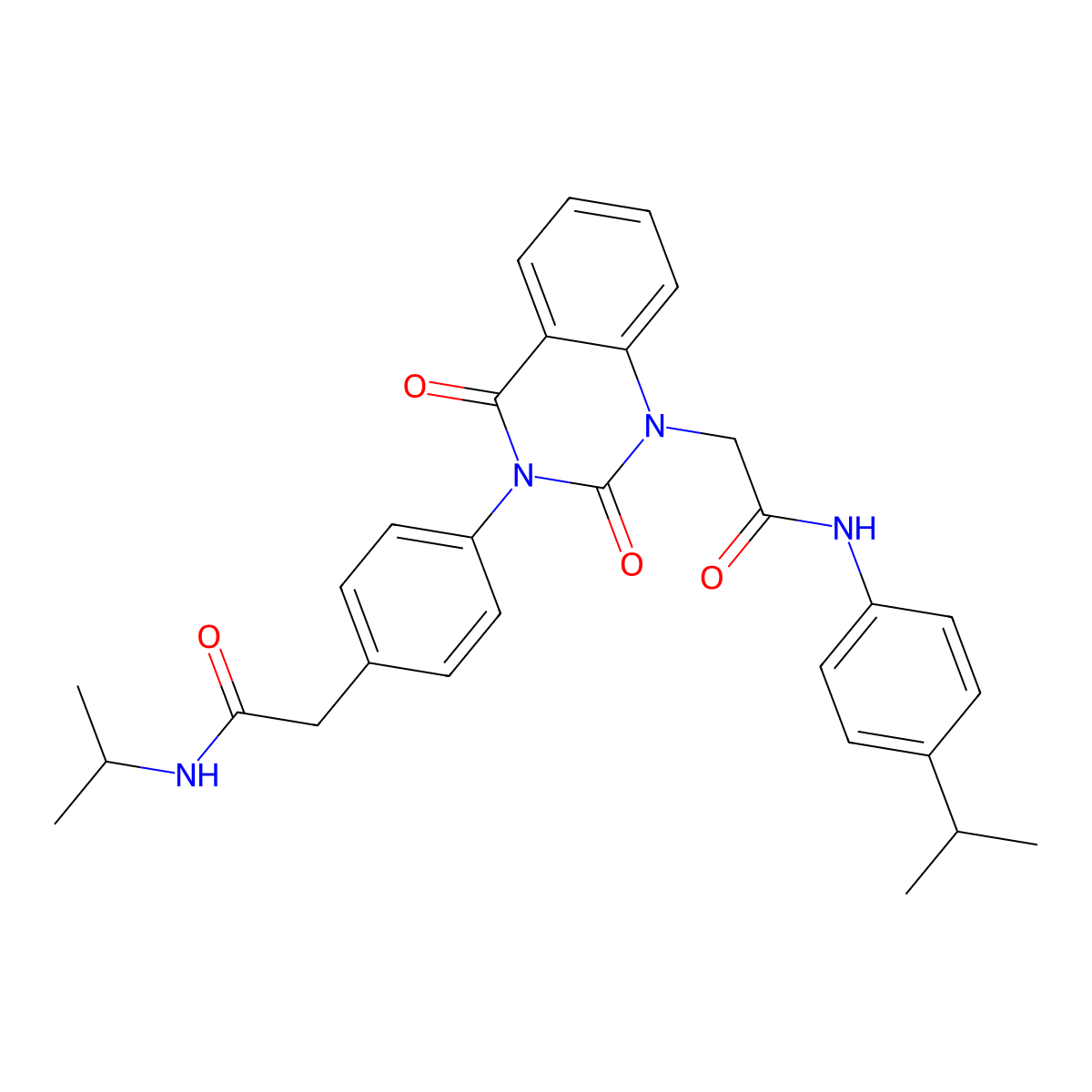 2-[3-{4-[2-(isopropylamino)-2-oxoethyl]phenyl}-2,4-dioxo-3,4-dihydroquinazolin-1(2H)-yl]-N-(4-isopropylphenyl)acetamide molecular structure, CAS 1223854-26-9