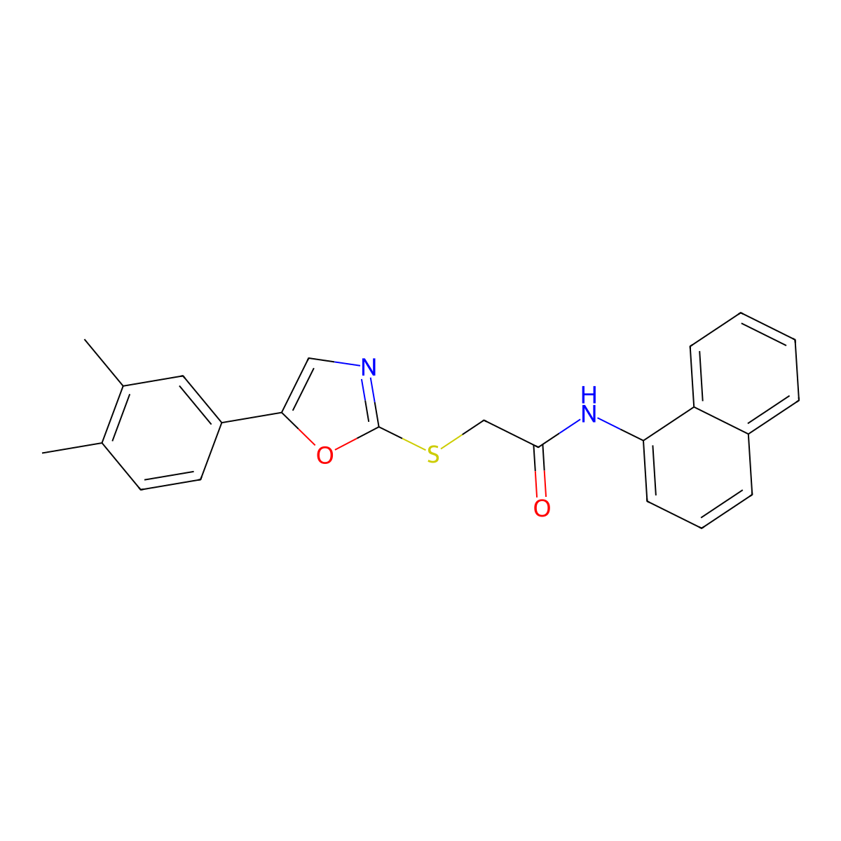 2-((5-(3,4-dimethylphenyl)oxazol-2-yl)thio)-N-(naphthalen-1-yl)acetamide molecular structure, CAS 1223854-93-0