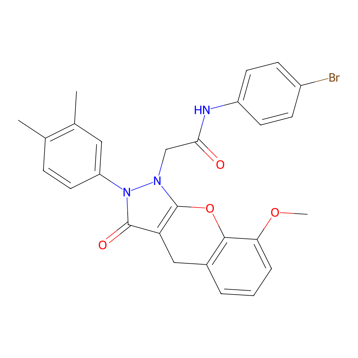 N-(4-bromophenyl)-2-(2-(3,4-dimethylphenyl)-8-methoxy-3-oxo-2,3-dihydrochromeno[2,3-c]pyrazol-1(4H)-yl)acetamide molecular structure, CAS 1223855-64-8