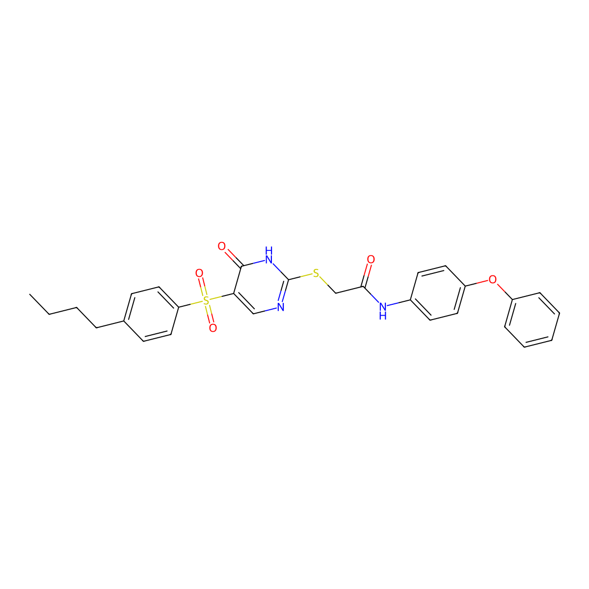 2-({5-[(4-butylphenyl)sulfonyl]-6-oxo-1,6-dihydropyrimidin-2-yl}sulfanyl)-N-(4-phenoxyphenyl)acetamide molecular structure, CAS 1223855-86-4