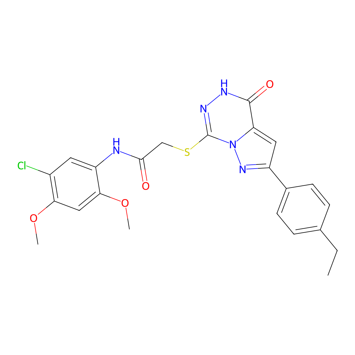 N-(5-chloro-2,4-dimethoxyphenyl)-2-((8-(4-ethylphenyl)-(oxo)dihydropyrazolo[1,5-d][1,2,4]triazin-2-yl)thio)acetamide molecular structure, CAS 1223856-15-2