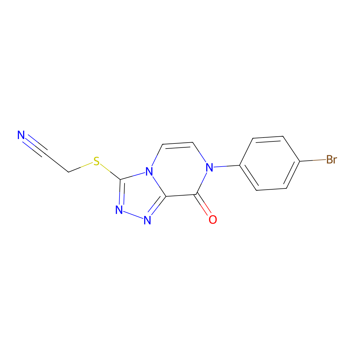 {[7-(4-Bromophenyl)-8-oxo-7,8-dihydro[1,2,4]triazolo[4,3-a]pyrazin-3-yl]thio}acetonitrile molecular structure, CAS 1223857-11-1