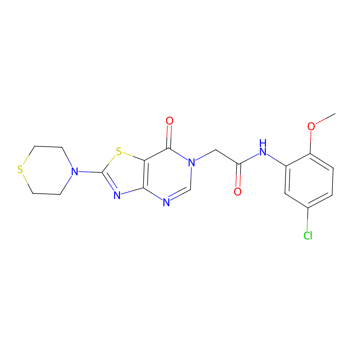 N-(5-chloro-2-methoxyphenyl)-2-(7-oxo-2-thiomorpholinothiazolo[4,5-d]pyrimidin-6(7H)-yl)acetamide molecular structure, CAS 1223857-64-4