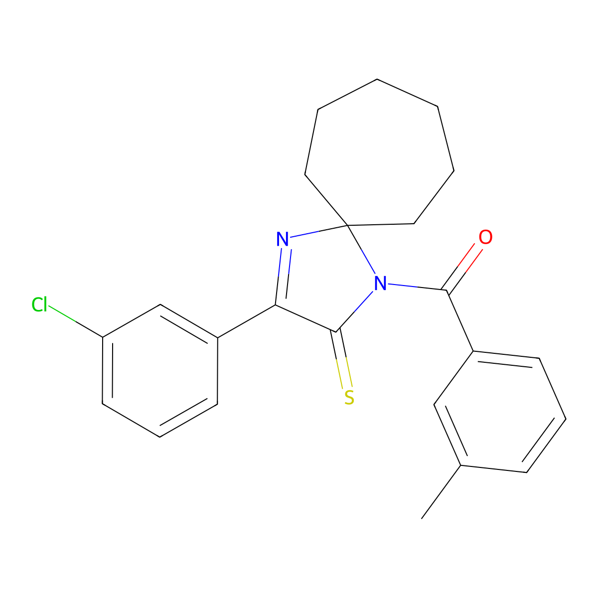 3-(3-Chlorophenyl)-1-(3-methylbenzoyl)-1,4-diazaspiro[4.6]undec-3-ene-2-thione molecular structure, CAS 1223858-23-8