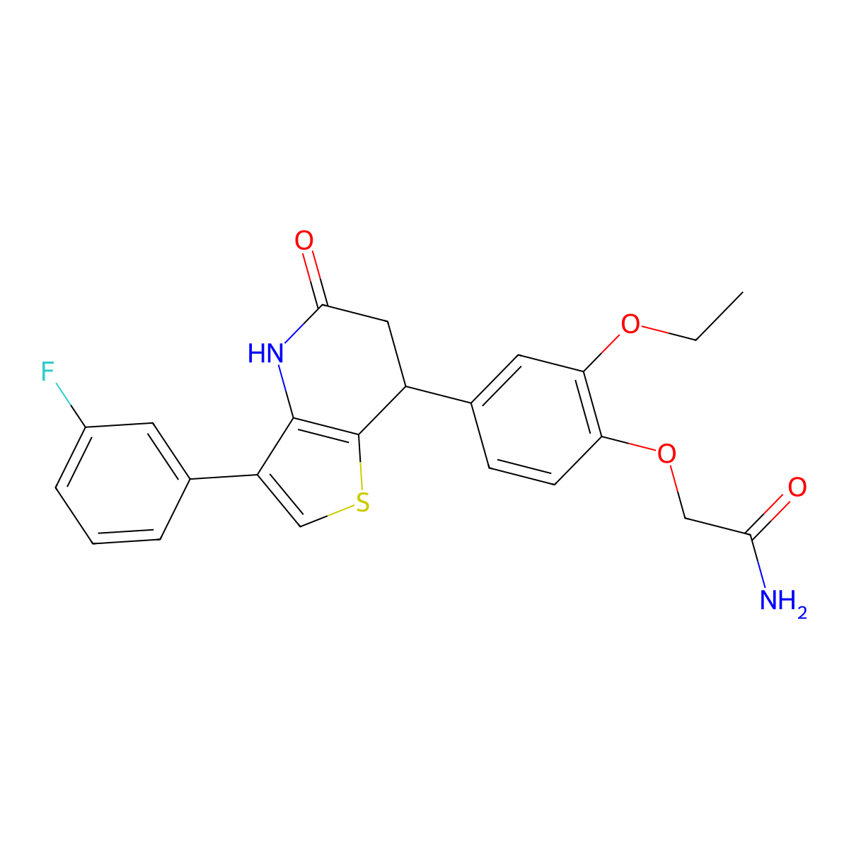 2-(2-Ethoxy-4-(3-(3-fluorophenyl)-5-oxo-4,5,6,7-tetrahydrothieno[3,2-b]pyridin-7-yl)phenoxy)acetamide molecular structure, CAS 1223858-57-8