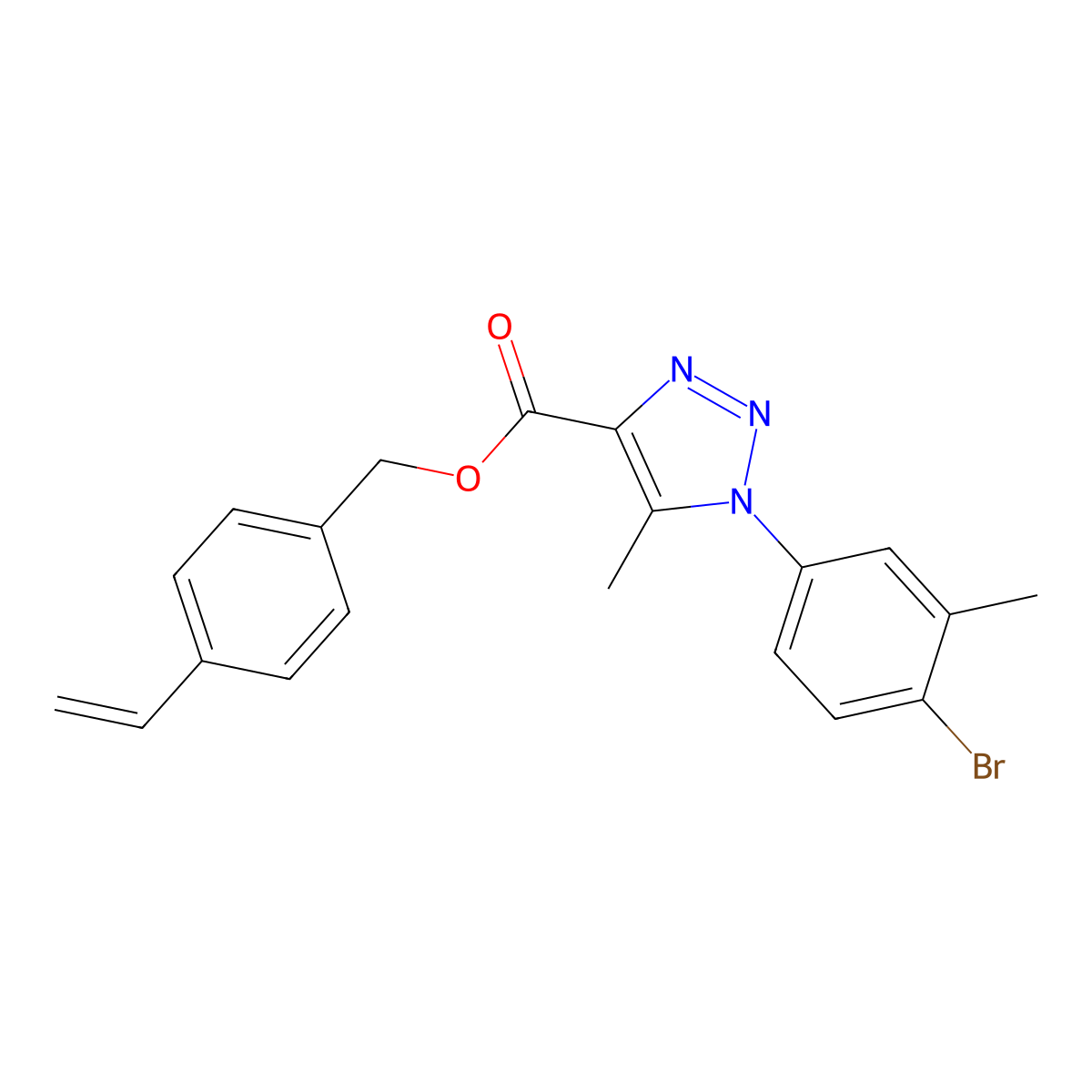 4-vinylbenzyl 1-(4-bromo-3-methylphenyl)-5-methyl-1H-1,2,3-triazole-4-carboxylate molecular structure, CAS 1223859-44-6