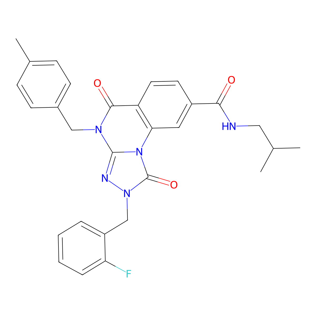 2-(2-fluorobenzyl)-N-isobutyl-4-(4-methylbenzyl)-1,5-dioxo-1,2,4,5-tetrahydro-[1,2,4]triazolo[4,3-a]quinazoline-8-carboxamide molecular structure, CAS 1223859-55-9