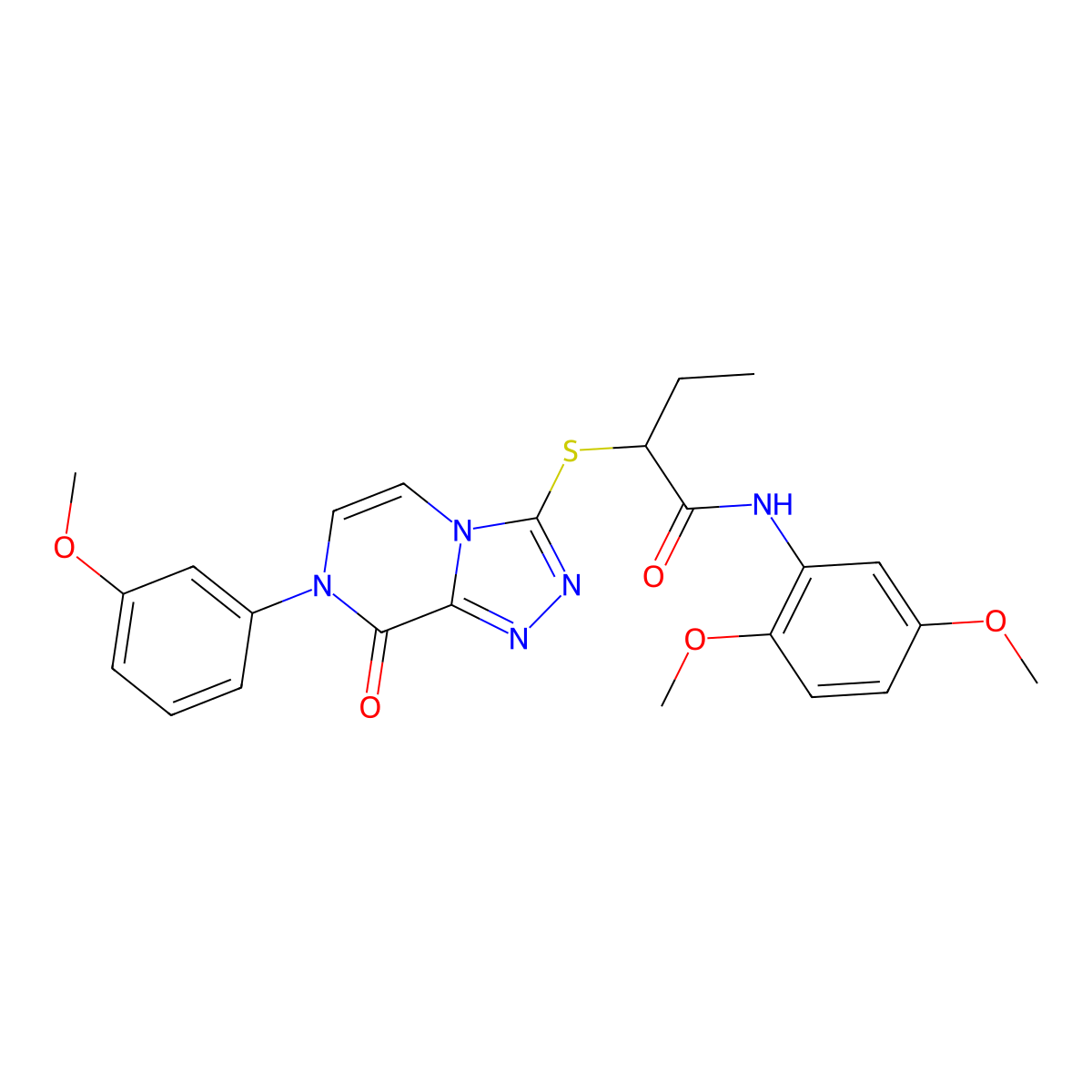 N-(2,5-dimethoxyphenyl)-2-{[7-(3-methoxyphenyl)-8-oxo-7H,8H-[1,2,4]triazolo[4,3-a]pyrazin-3-yl]sulfanyl}butanamide molecular structure, CAS 1223860-63-6