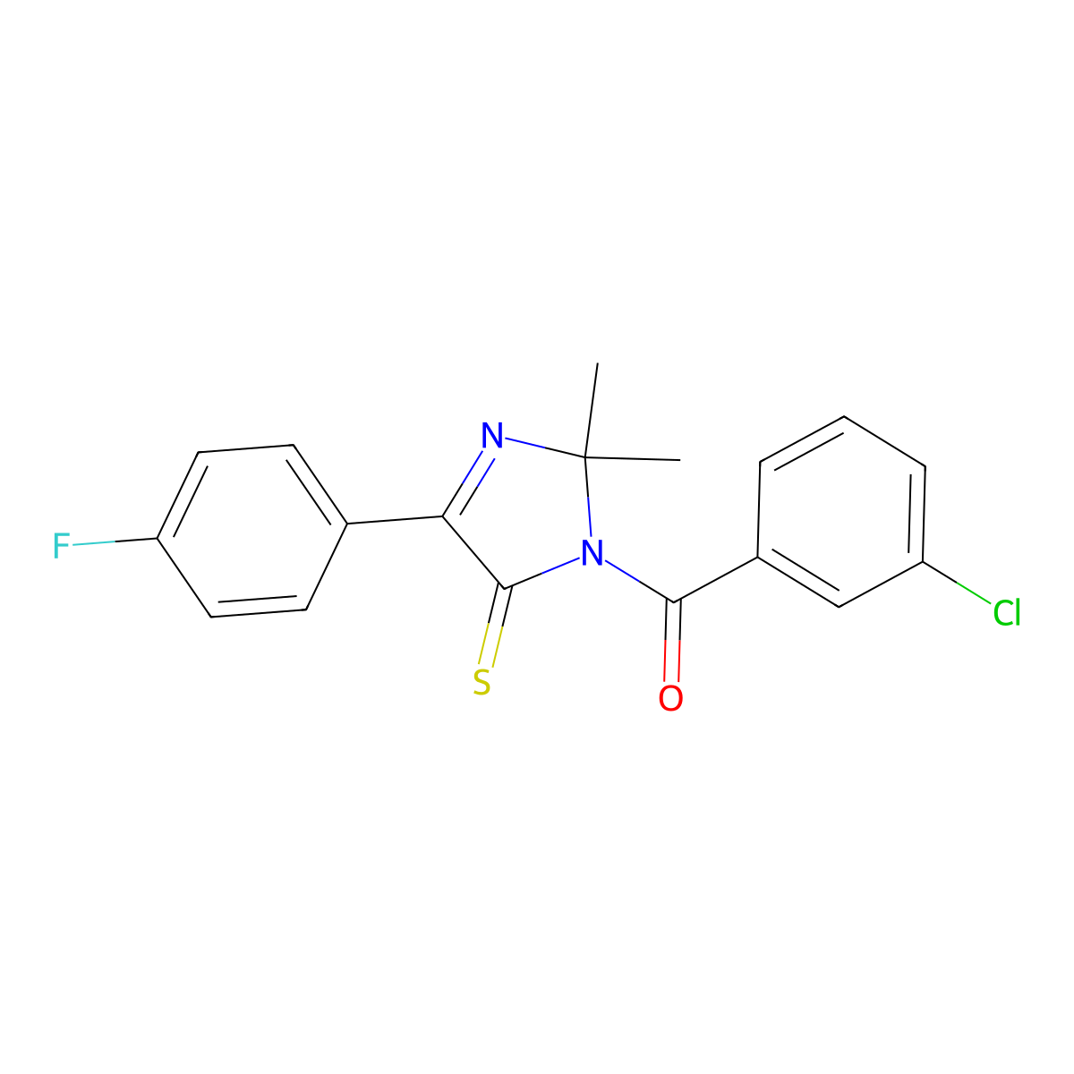 1-(3-chlorobenzoyl)-4-(4-fluorophenyl)-2,2-dimethyl-2,5-dihydro-1H-imidazole-5-thione molecular structure, CAS 1223861-23-1