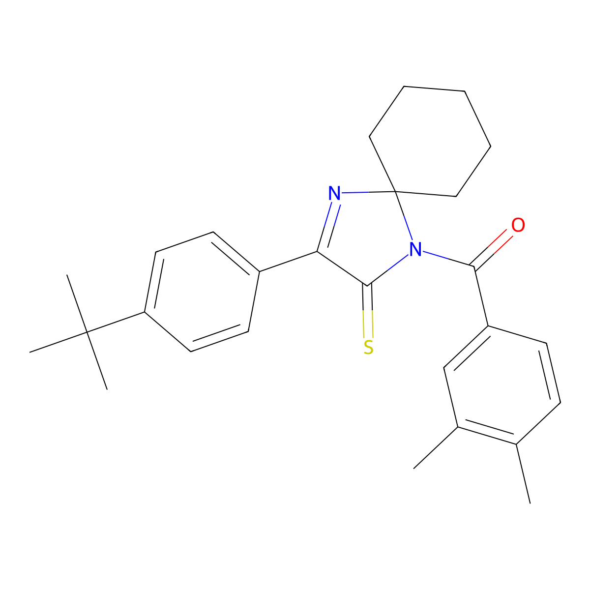 3-(4-Tert-butylphenyl)-1-(3,4-dimethylbenzoyl)-1,4-diazaspiro[4.5]dec-3-ene-2-thione molecular structure, CAS 1223861-57-1