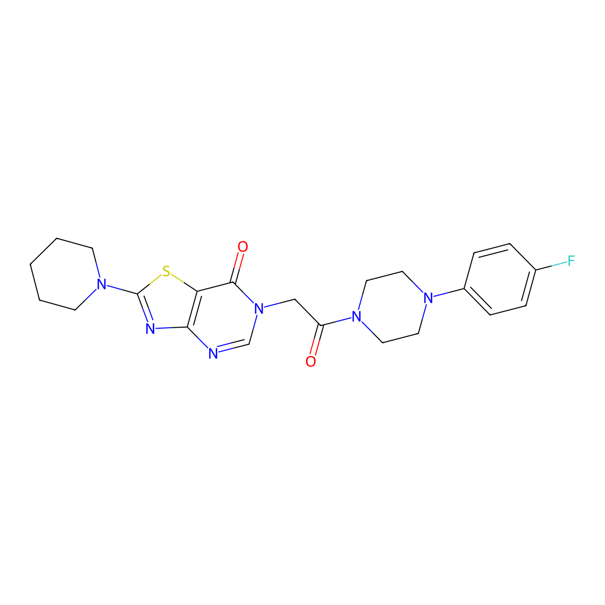 6-(2-(4-(4-fluorophenyl)piperazin-1-yl)-2-oxoethyl)-2-(piperidin-1-yl)thiazolo[4,5-d]pyrimidin-7(6H)-one molecular structure, CAS 1223861-95-7
