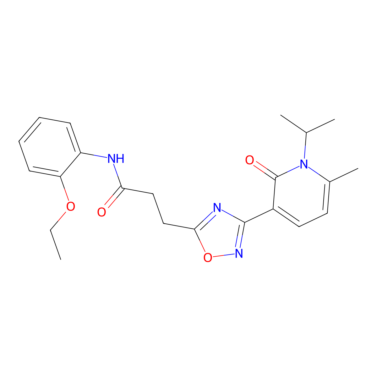 N-(2-Ethoxyphenyl)-3-(3-(1-isopropyl-6-methyl-2-oxo-1,2-dihydropyridin-3-yl)-1,2,4-oxadiazol-5-yl)propanamide molecular structure, CAS 1223861-99-1