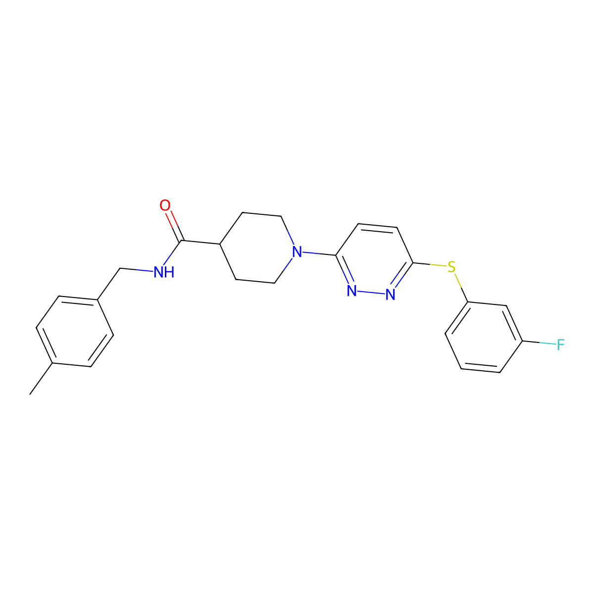 1-(6-((3-fluorophenyl)thio)pyridazin-3-yl)-N-(4-methylbenzyl)piperidine-4-carboxamide molecular structure, CAS 1223862-48-3