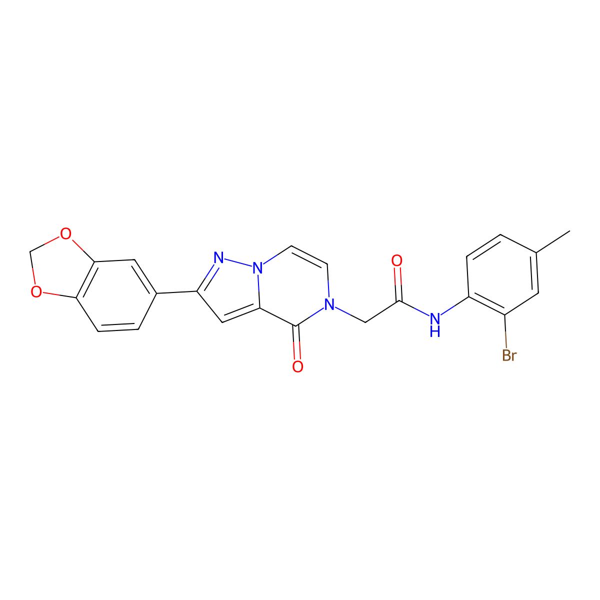 2-[2-(1,3-benzodioxol-5-yl)-4-oxopyrazolo[1,5-a]pyrazin-5(4H)-yl]-N-(2-bromo-4-methylphenyl)acetamide molecular structure, CAS 1223863-84-0