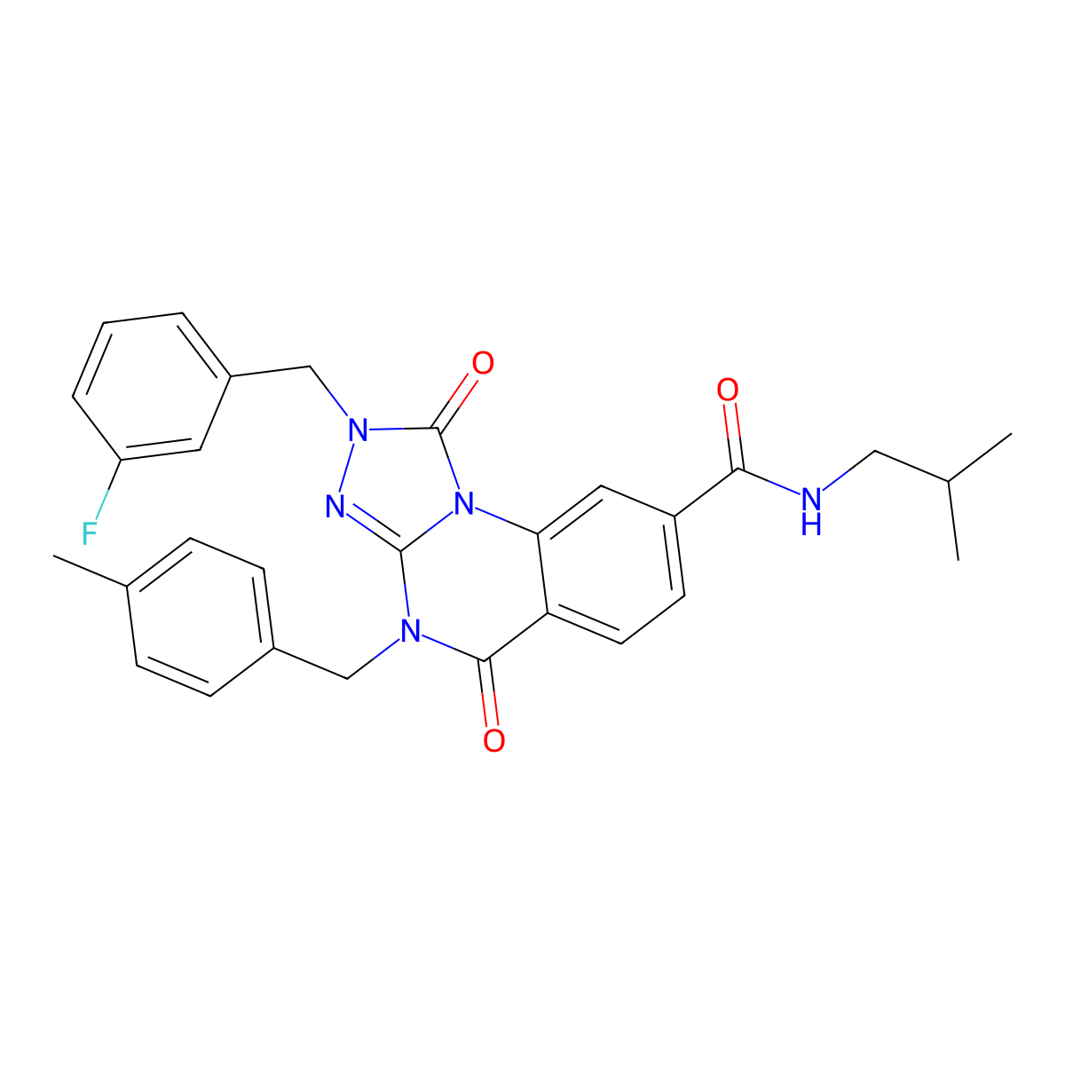 2-(3-fluorobenzyl)-N-isobutyl-4-(4-methylbenzyl)-1,5-dioxo-1,2,4,5-tetrahydro-[1,2,4]triazolo[4,3-a]quinazoline-8-carboxamide molecular structure, CAS 1223863-93-1
