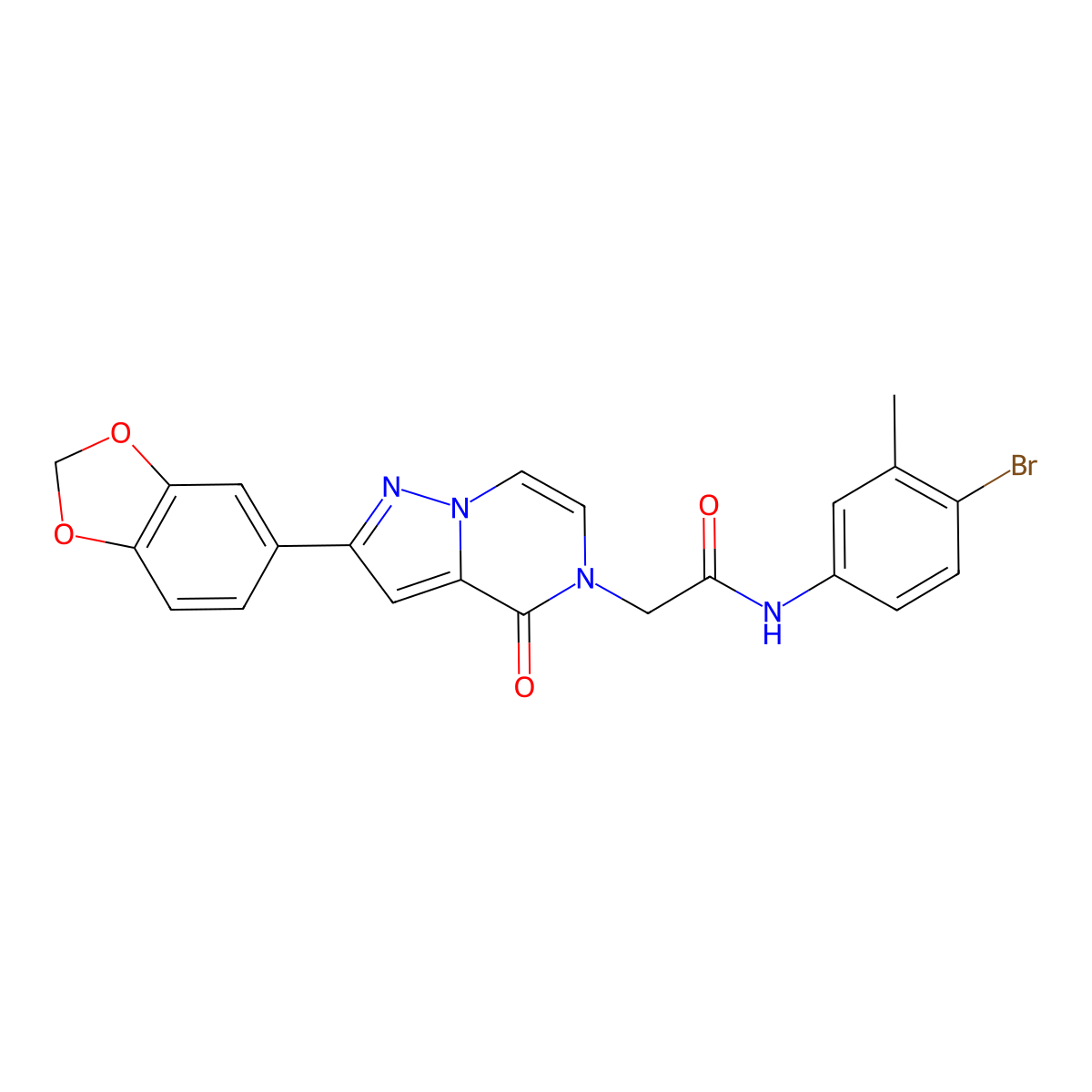 2-[2-(1,3-benzodioxol-5-yl)-4-oxopyrazolo[1,5-a]pyrazin-5(4H)-yl]-N-(4-bromo-3-methylphenyl)acetamide molecular structure, CAS 1223864-08-1