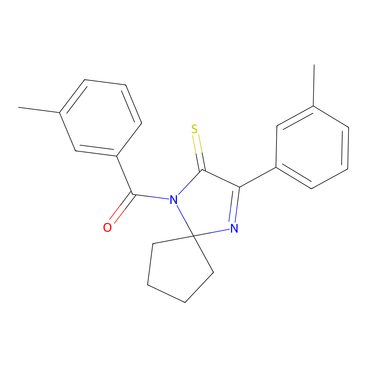 1-(3-Methylbenzoyl)-3-(3-methylphenyl)-1,4-diazaspiro[4.4]non-3-ene-2-thione molecular structure, CAS 1223864-87-6