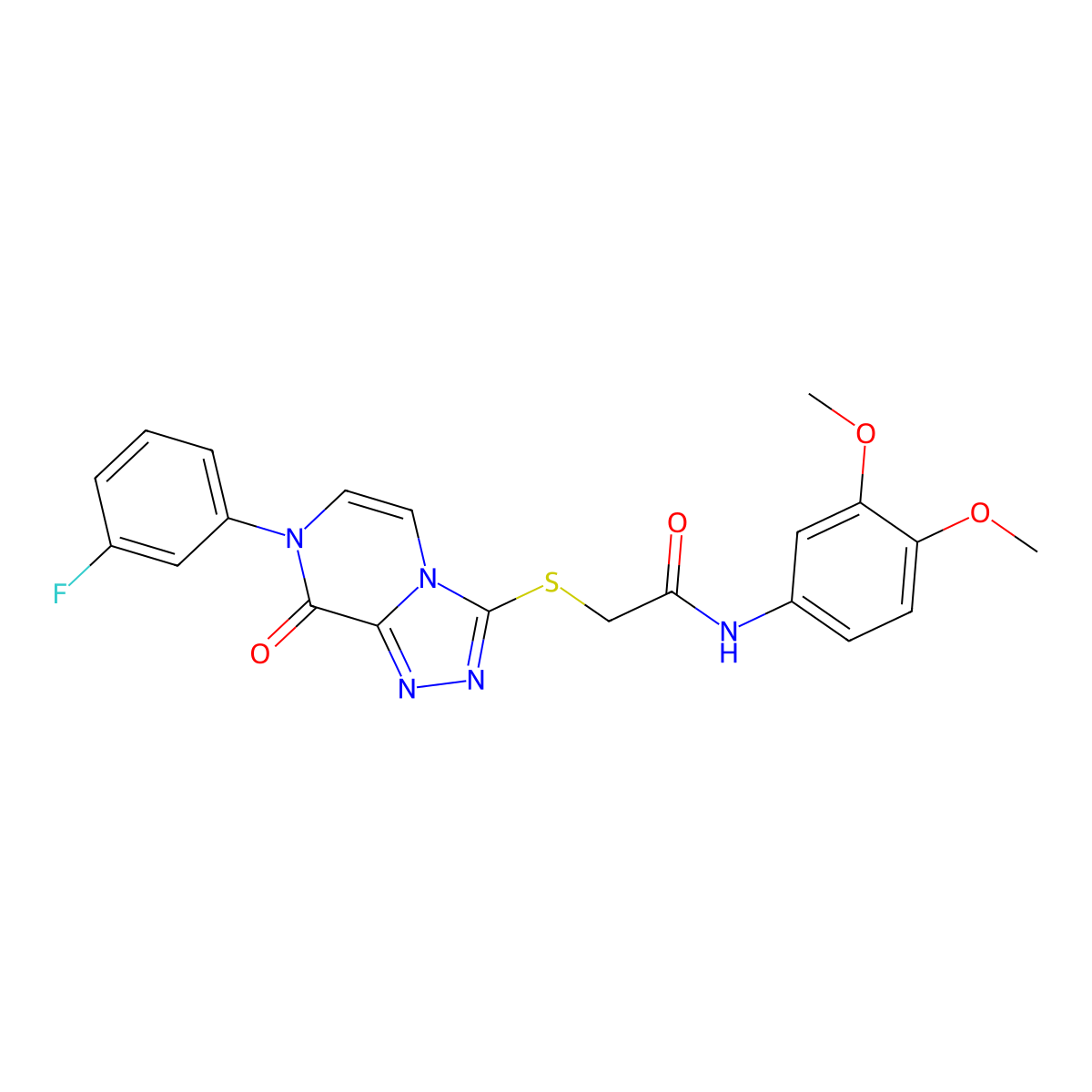 N-(3,4-dimethoxyphenyl)-2-[[7-(3-fluorophenyl)-8-oxo-[1,2,4]triazolo[4,3-a]pyrazin-3-yl]sulfanyl]acetamide molecular structure, CAS 1223865-17-5
