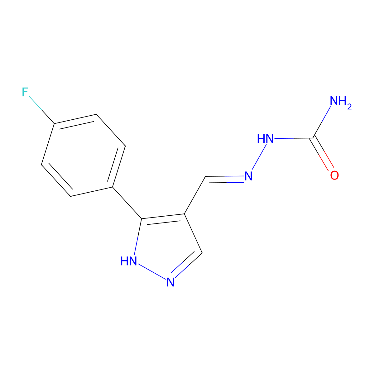 [[5-(4-fluorophenyl)-1H-pyrazol-4-yl]methylideneamino]urea molecular structure, CAS 1223877-07-3