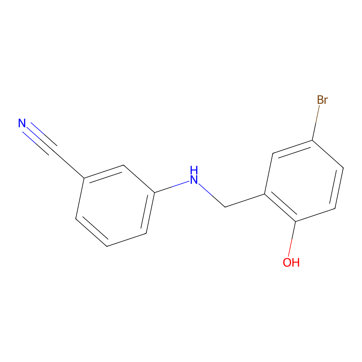 3-[(5-Bromo-2-hydroxybenzyl)amino]benzonitrile molecular structure, CAS 1223879-56-8