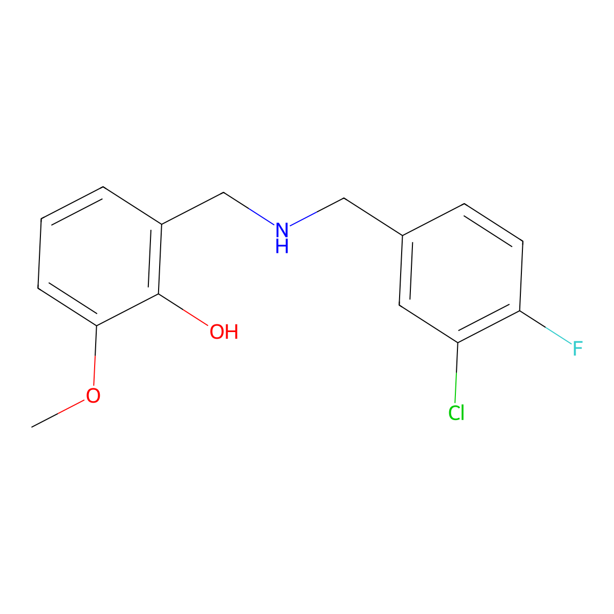 2-{[(3-Chloro-4-fluorobenzyl)amino]methyl}-6-methoxyphenol molecular structure, CAS 1223879-65-9