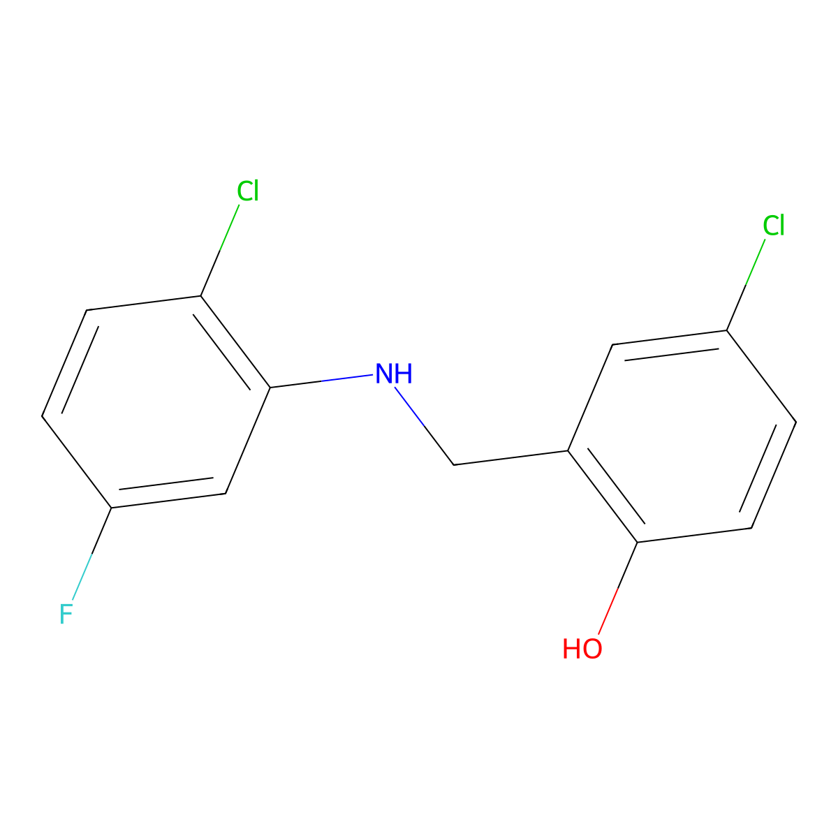 4-Chloro-2-{[(2-chloro-5-fluorophenyl)amino]methyl}phenol molecular structure, CAS 1223879-87-5