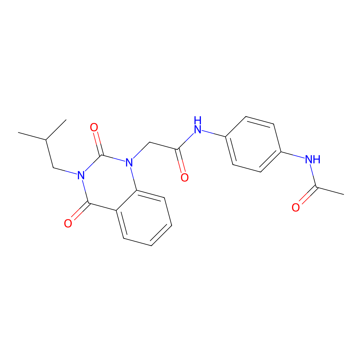 N-[4-(Acetylamino)phenyl]-3,4-dihydro-3-(2-methylpropyl)-2,4-dioxo-1(2H)-quinazolineacetamide molecular structure, CAS 1223880-71-4